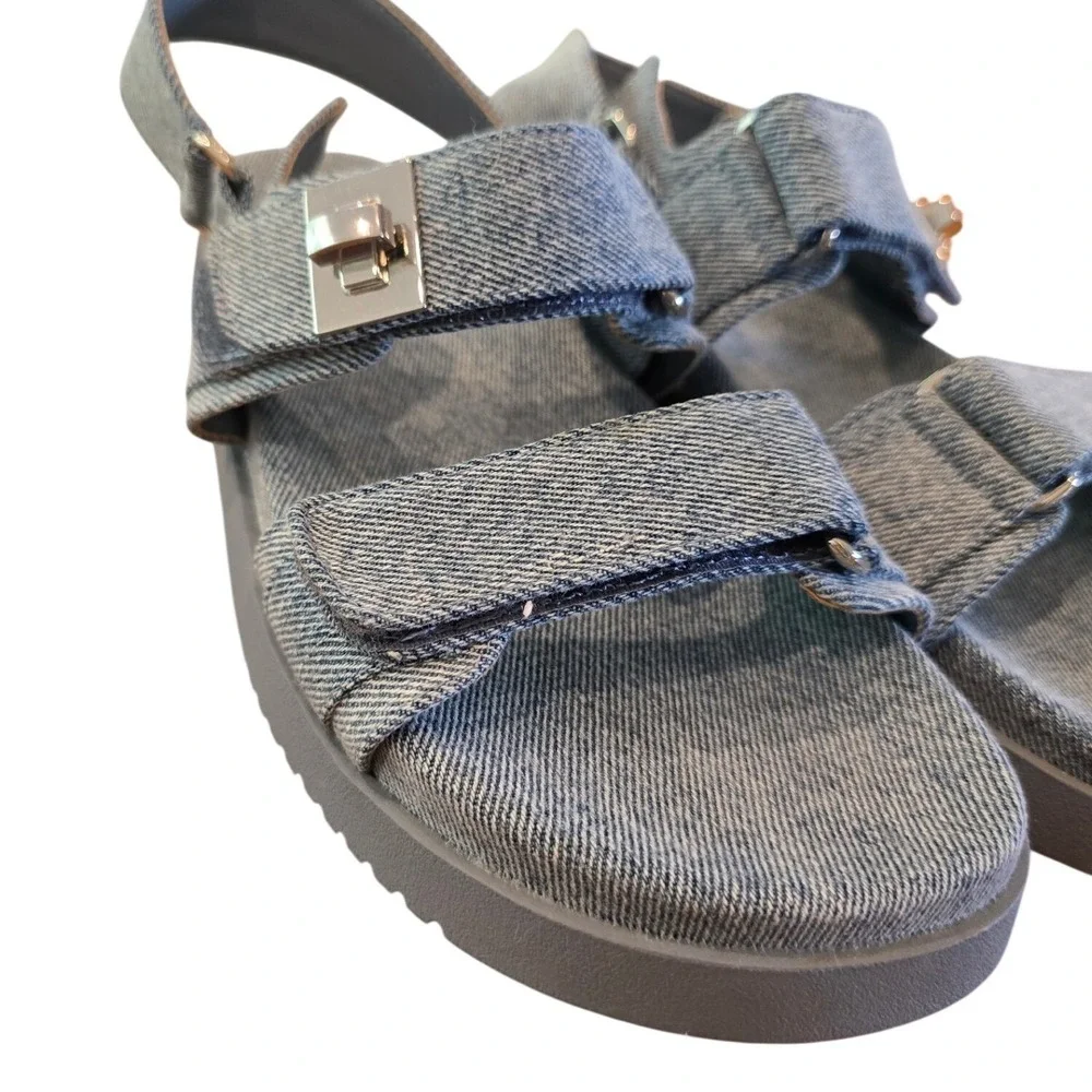 Steve Madden Mona Sandals Womens 8.5 Denim Platform